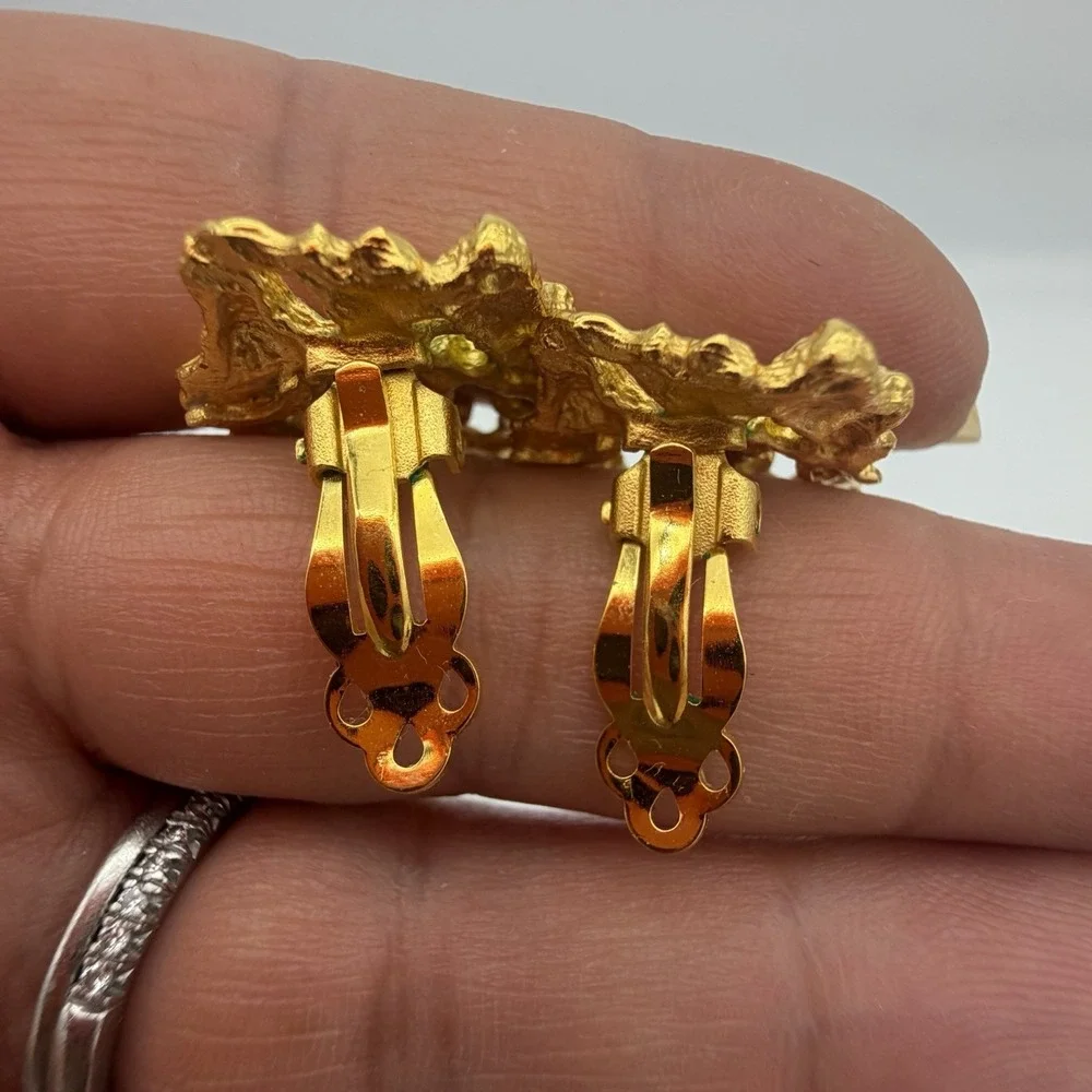 VIntage Smithsonian Earrings Brutalist Chunky Gold Nugget Modernist 80s Museum